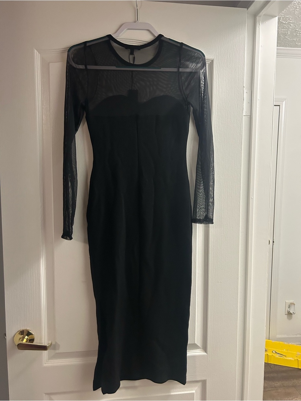 Fashion Nova Black Sheer Sleeve Midi Dress